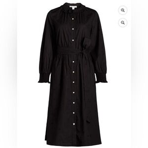 Free Assembly Women's Ruffle Neck Cotton Embroidered Midi Dress